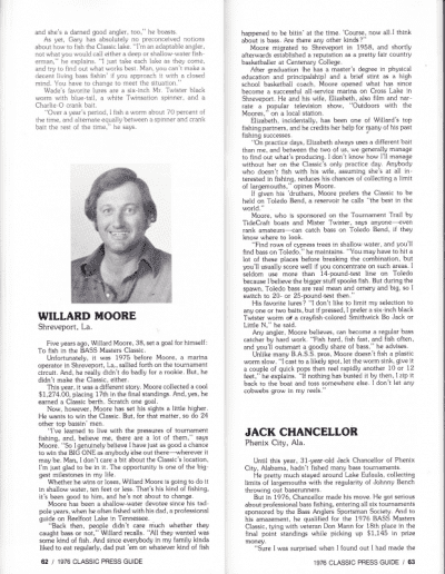 1976 Bass Masters Classic Press Guide Page 62 & 63