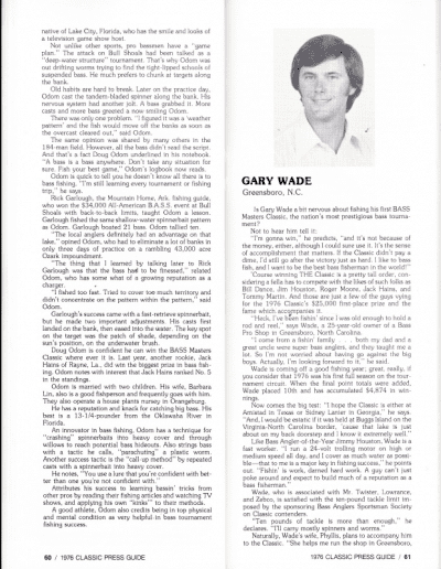 1976 Bass Masters Classic Press Guide Page 60 & 61