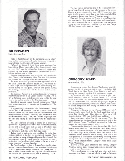 1976 Bass Masters Classic Press Guide Page 50 & 51