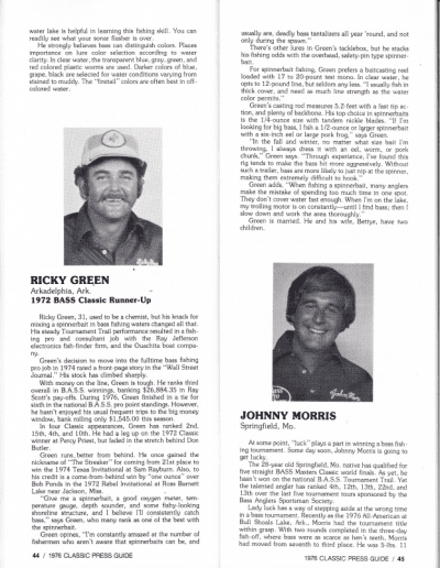 1976 Bass Masters Classic Press Guide Page 44 & 45