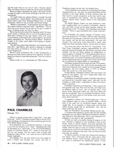 1976 Bass Masters Classic Press Guide Page 42 & 43