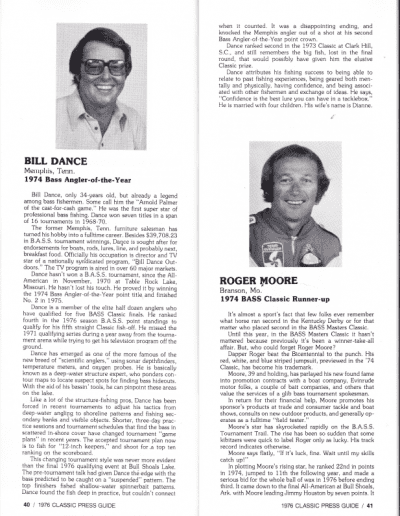 1976 Bass Masters Classic Press Guide Page 40 & 41