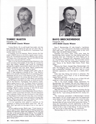 1976 Bass Masters Classic Press Guide Page 38 & 39