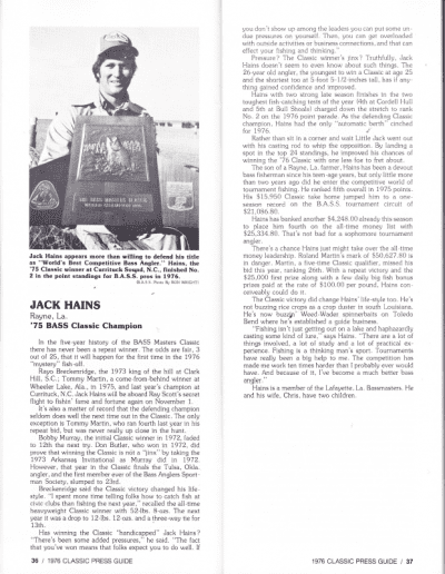 1976 Bass Masters Classic Press Guide Page 36 & 37
