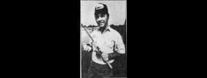 Original Photo Caption: For Mike Metcalf, the best bait to use when fishing deep structure against the clock is a big Mudbug lure. Times photo, Reeves Field, Jul 1992, The Times (Shreveport, Louisiana).