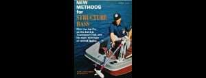 Roland Martin displaying his method of installing a transducer on his trolling motor. Martin was one of the first anglers to use a depth finder on the bow. Phot Bassmaster Magazine 1973.