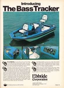 1976 Ebbtide ad featuring their Bass Tracker bass boat.