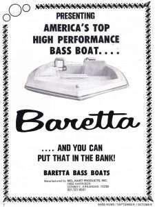 1976 Baretta Bass Boat ad. Notice no hull and port-side console?