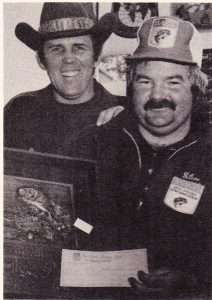 Steve Goodwin holds the check from his 1977 Florida Invitational win. Photo March/April 1977 issue of Bassmaster Magazine.