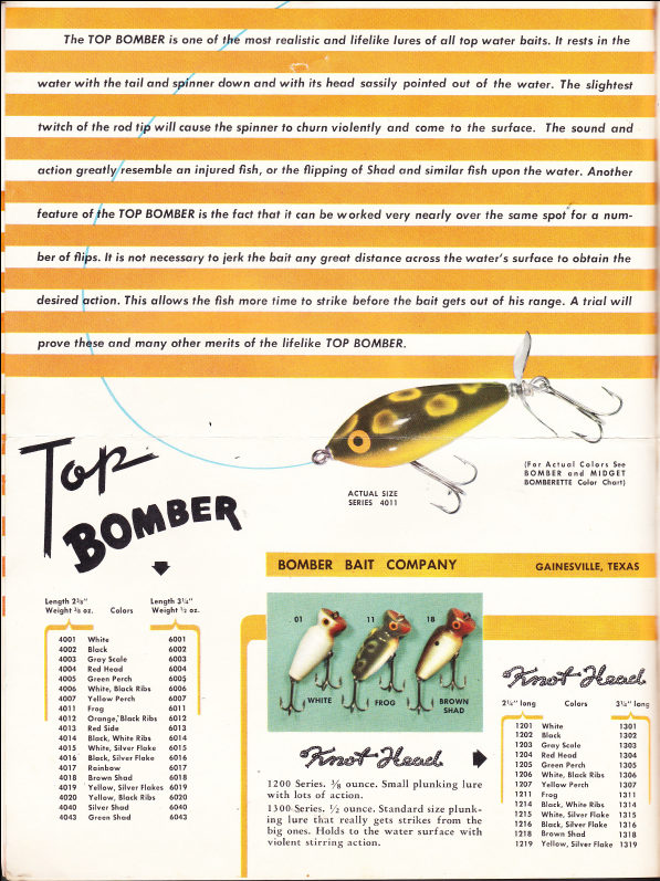 Bomber Baits 1953 Catalog Bass Fishing Archives Tackle History