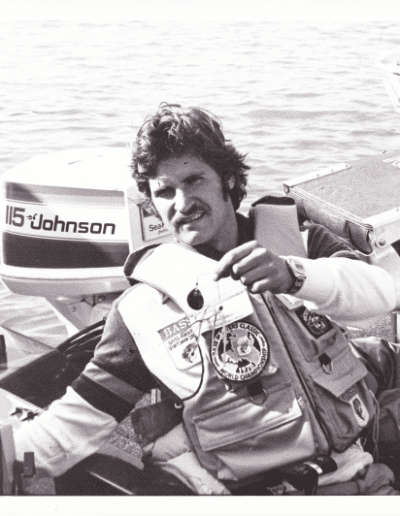 1978 Bassmaster Classic, Ross Barnett. Greg Ward shows a spinnerbait at Classic 8. Photo Stan Fagerstrom.