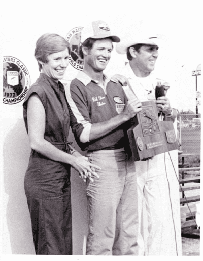 1977 Bass Masters Classic, Kissimmee Chain. Rick Clunn is the first to win two Classics as well as Back-to-Back. Photo Stan Fagerstrom.