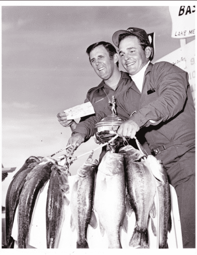 1971 Bass Masters Classic Bobby Murray and Ray Scott. Lake Mead NV. BASS File Photo.