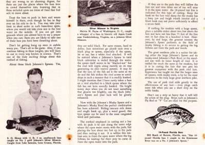 The 1952 article by Robert Page Lincoln, Pork Rind Fishing For Bass And Other Gamefish Species published in the 1952 Louis Johnson Catalog. Pages 4 through 6. Notice the fish on the lower left. That is NOT a smallmouth bass, caught in Florida.