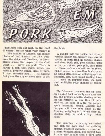 Serve ’em Pork. Don Fuelsch’s Southern Anglers Guide, 1962 page 1.