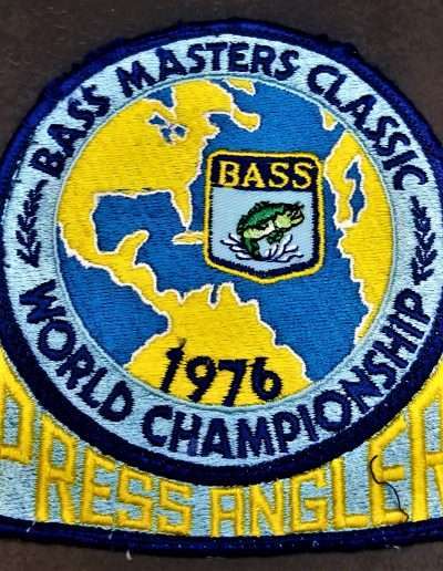 1976 Bass Masters Classic, Lake Guntersville, AL, November 3-5. Press Angler Patch. Photo Jeff Haines.