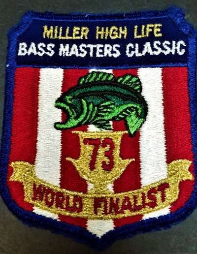 1973 BASS Masters Classic, Sponsored by Miller High Life, Clark Hill, SC October 24-26. World Finalist Patch that went to each contender. Photo Jeff Haines.