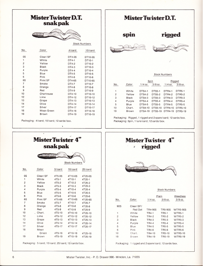 Mister Twister 1977 Catalog Bass Fishing Archives Tackle History