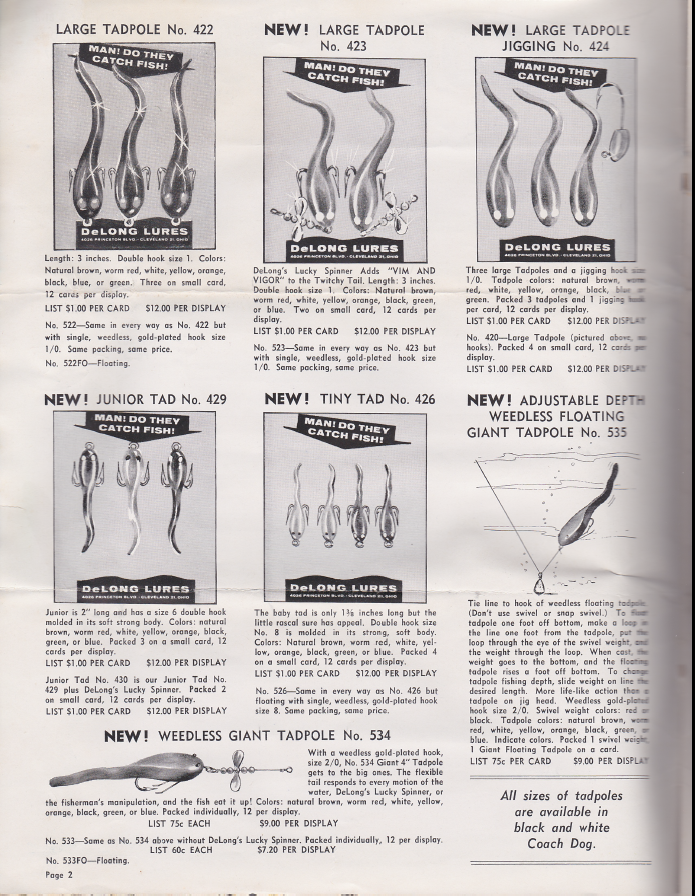DeLong Lures 1960 Bass Fishing Archives Bass Tackle Catalogs
