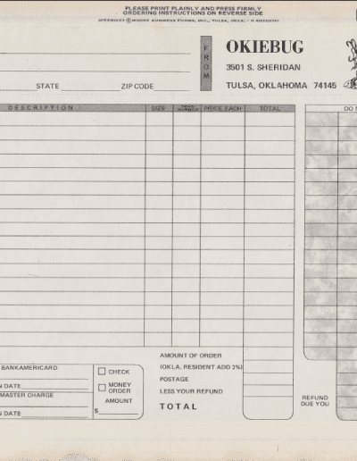 1974 Okiebug Order Form Front