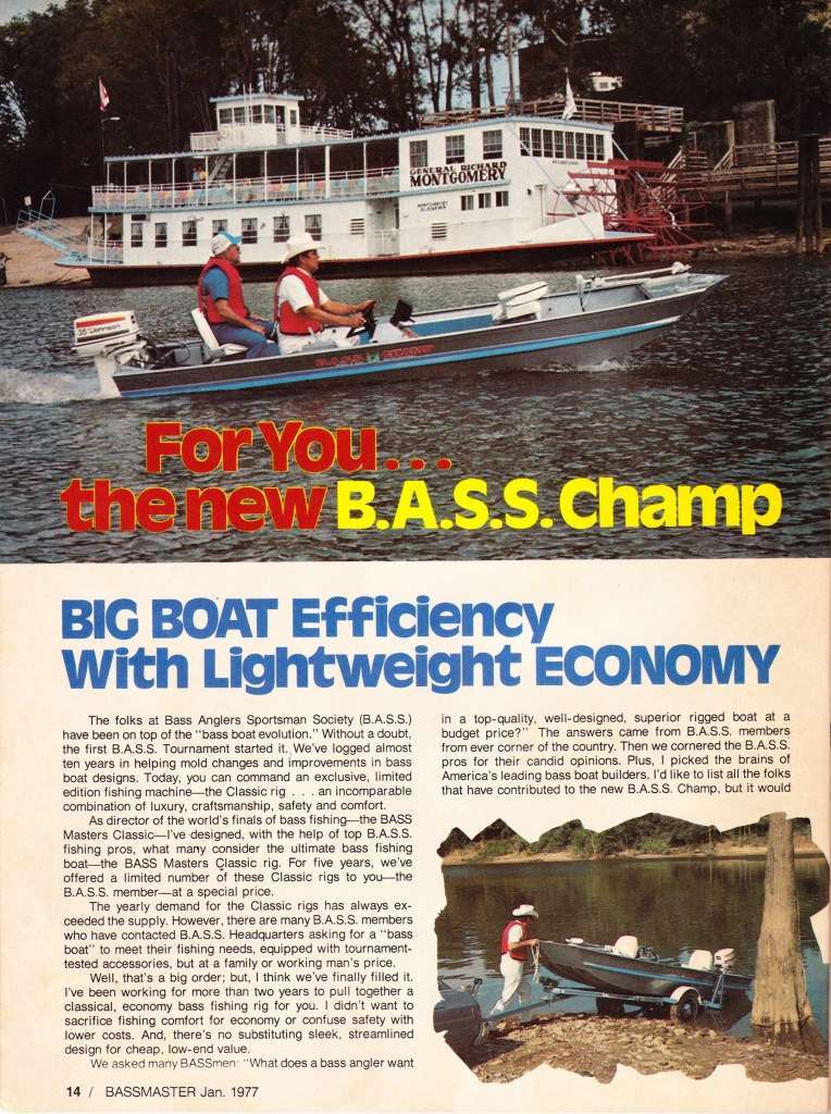 1977 Bass Champs DuraCraft Ad from Bassmaster Magazine Page 1 1977 Bass Champs DuraCraft Ad from Bassmaster Magazine Page 1
