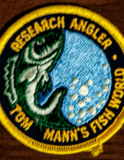 Tom Mann's Research Angler patch. Photo Terry Battisti.