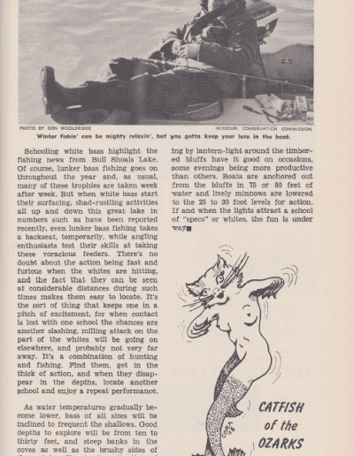 Bull Shoals Lake by Sam Welch, the Ozark Fisherman. Don Fuelsch's 1961 Southern Angler's Guide, page 6. Photo Terry Battisti.
