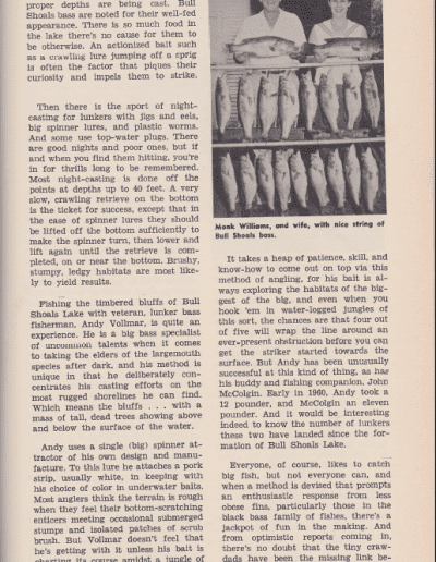 Bull Shoals Lake by Sam Welch, the Ozark Fisherman. Don Fuelsch's 1961 Southern Angler's Guide, page 4. Photo Terry Battisti.
