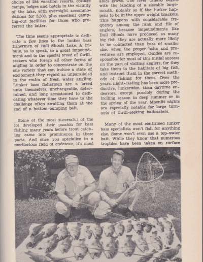 Bull Shoals Lake by Sam Welch, the Ozark Fisherman. Don Fuelsch's 1961 Southern Angler's Guide, page 2. Photo Terry Battisti.