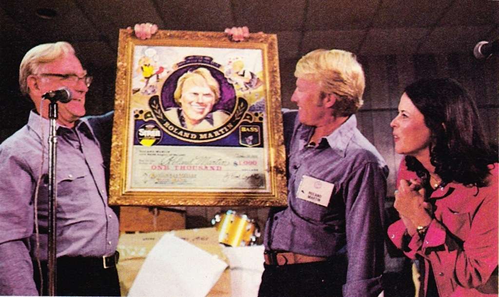(2) Roland Martin 1978 AOY Feb 1979 Bassmaster Roland Martin receives his 5th Angler of the Year Trophy at the 1978 Bass Master Classic. Photo Bass Master Magazine Feb 1979.