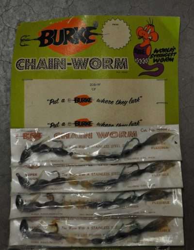 1970s Burke Chain Worms still on the factory card. Photo Terry Battisti.