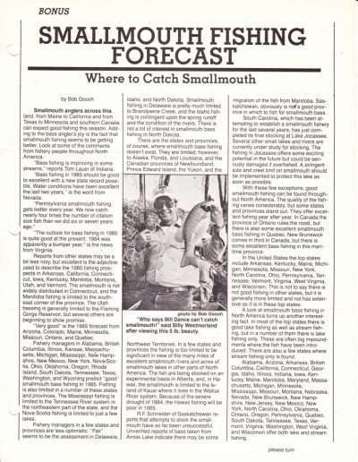 Smallmouth Magazine, Volume I Number 5 May 1985 Bonus Page 1.