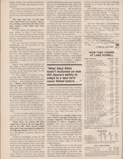 1979 Bassmaster Tournament Report Arizona Invitational. July-August 1979 issue of Bassmaster Magazine Page 3.