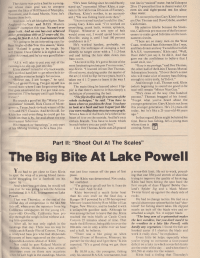 1979 Bassmaster Tournament Report Arizona Invitational. July-August 1979 issue of Bassmaster Magazine Page 2.