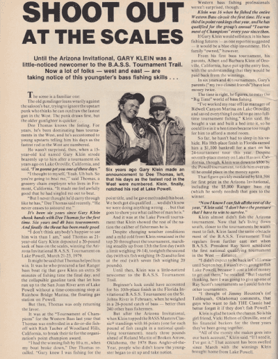 1979 Bassmaster Tournament Report Arizona Invitational. July-August 1979 issue of Bassmaster Magazine Page 1.
