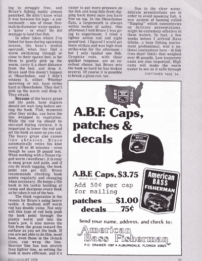 July August 1978 American Bass Fisherman Page 21