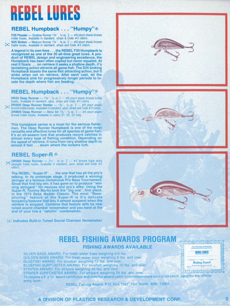 Rebel Lures Catalog 1975/76 Bass Fishing Archives Bass Tackle Catalogs