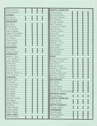 1973 Watts Bar All-American BASS Tournament Recreation Association Program Angler List Page 3