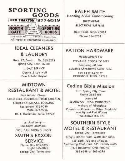 1973 Watts Bar All-American BASS Tournament Recreation Association Program Page 29