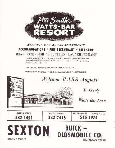 1973 Watts Bar All-American BASS Tournament Recreation Association Program Page 17