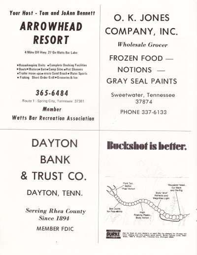 1973 Watts Bar All-American BASS Tournament Recreation Association Program Page 13