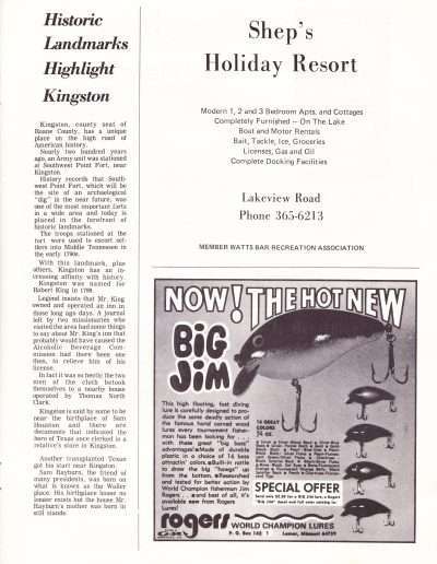 1973 Watts Bar All-American BASS Tournament Recreation Association Program Page 10