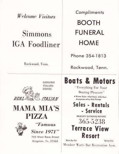 1973 Watts Bar All-American BASS Tournament Recreation Association Program Page 9