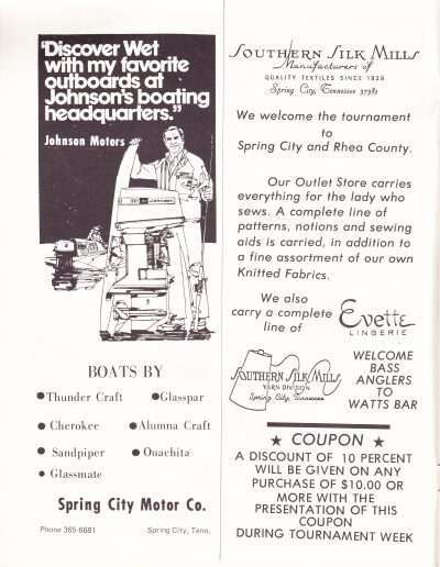 1973 Watts Bar All-American BASS Tournament Recreation Association Program Page 5