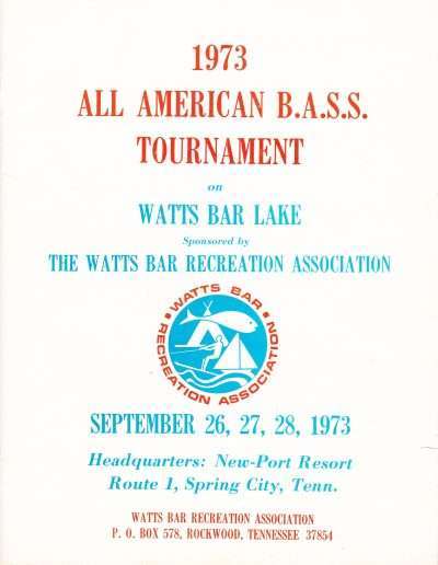 1973 Watts Bar All-American BASS Tournament Recreation Association Program Cover