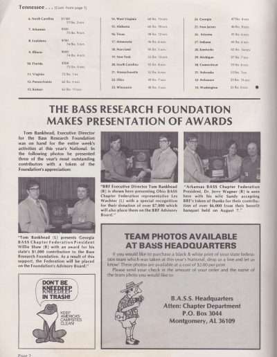 BASS Lunker Lines Vol 5 No 4 Sept-Oct 1976 Page 2