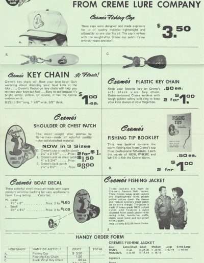 1971 Creme Lure Catalog Insert