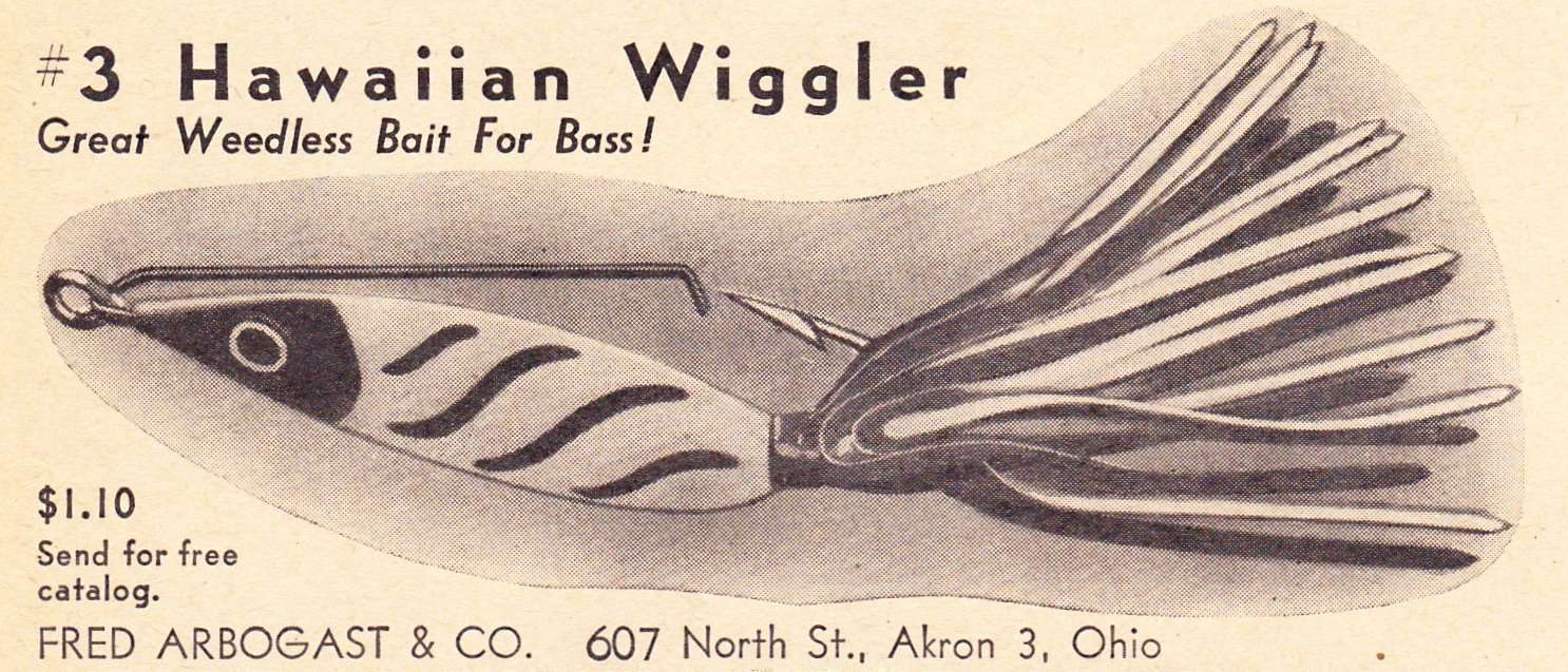 1946 Fred Arbogast Ad July Hunting and Fishing 3 1946 Fred Arbogast Hawaiian Wiggler Ad July Hunting and Fishing