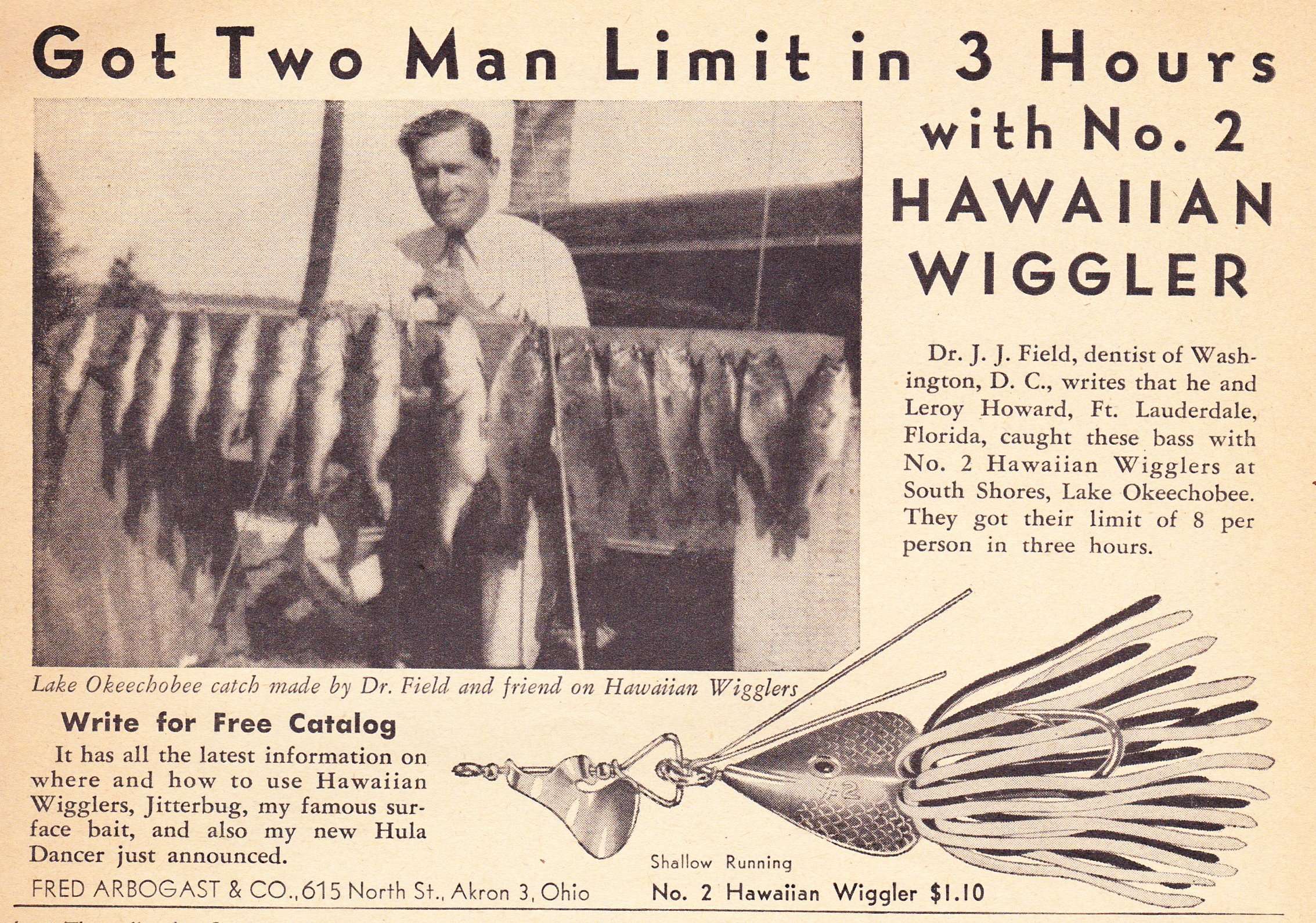 1946 Fred Arbogast Ad May Hunting and Fishing 2 1946 Fred Arbogast Hawaiian Wiggler Ad May Hunting and Fishing