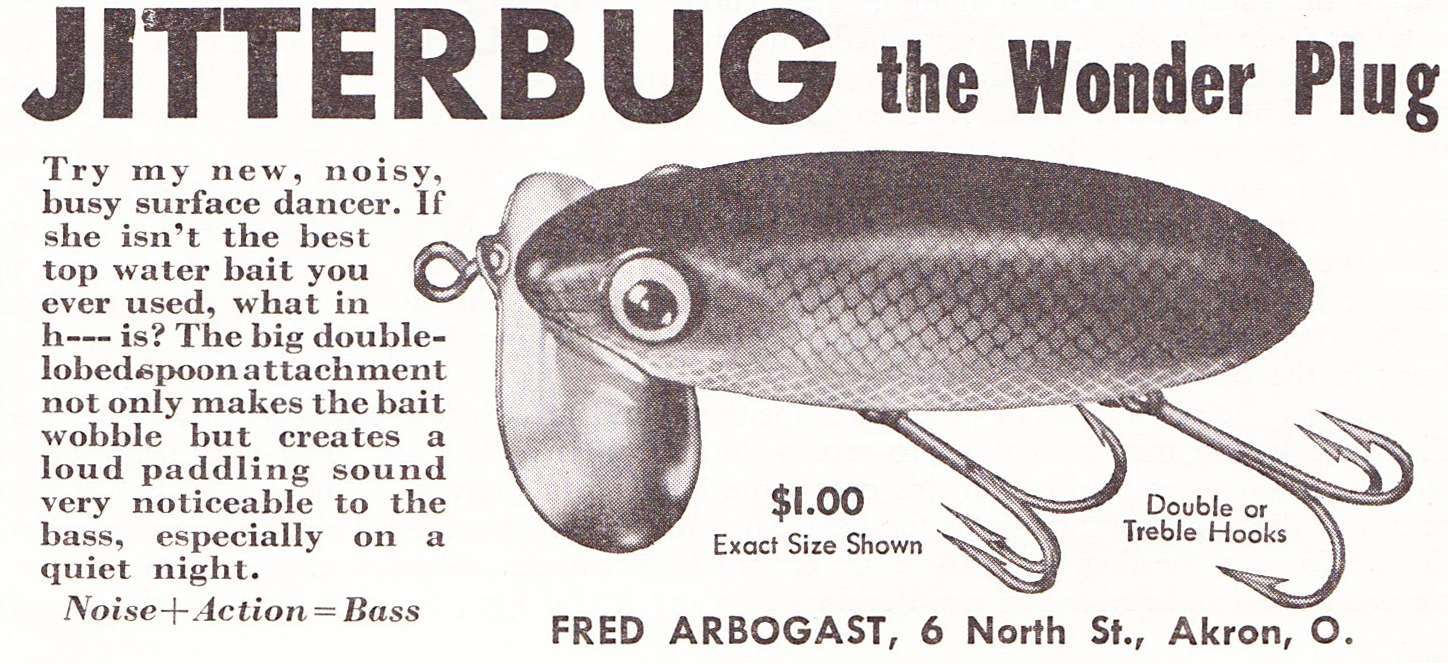 1940 Arbogast January Hunting and Fishing 1940 Fred Arbogast Jitterbug Ad January Sports Afield